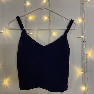 Dark blue tank top with double straps